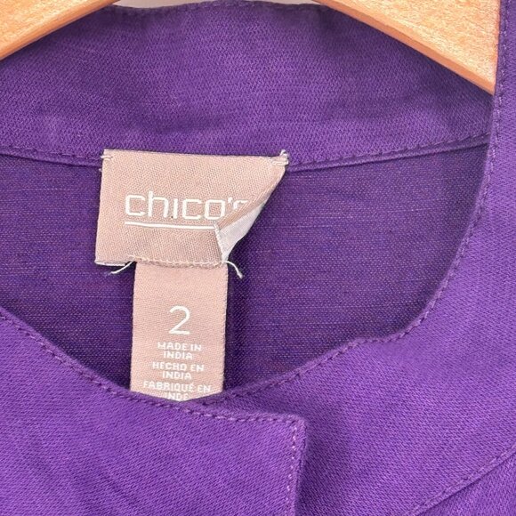 Chicos 2 Womens Purple  Jacket Drawstring Waist 3/4 Roll-Tab Sleeves Size large - Picture 3 of 10